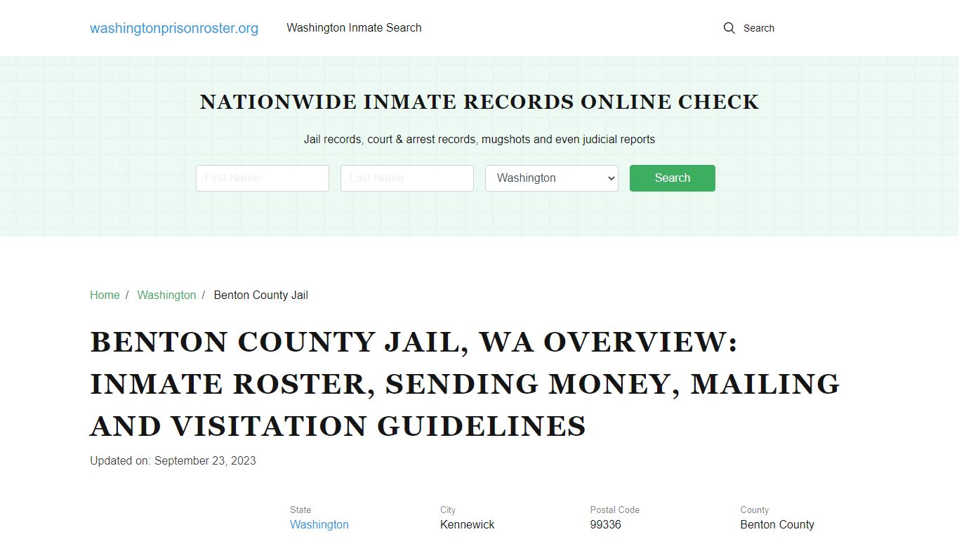 Benton County Jail, WA: Offender Search, Visitation & Contact Info